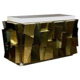 Faceted Console in Brass by Paul Evans