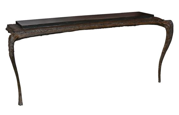 Wall Mounted Sculpted Bronze Console by Paul Evans