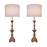 Pair of Silver-gilt Turned Table Lamps by James Mont