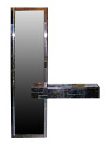 Chrome Cityscape Mirror and Floating Console by Paul Evans