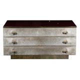 Lacquer and Suede Chest of Drawers