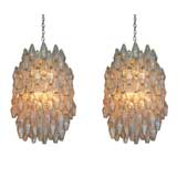 Pair of Lavender and Pale Blue Polyhedral Chandeliers by Carlo