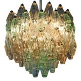 Green and Amber Polyhedral Chandelier by Carlo Scarpa for Venini