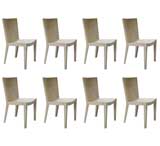 Set of Eight Lacquered Goatskin JMF Chairs by Karl Springer