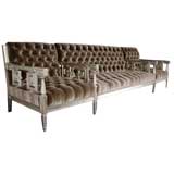 Vintage Silver Leafed Long Sofa by James Mont