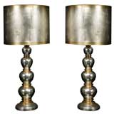 Pair of Gold and Silver Ball Lamps by James Mont