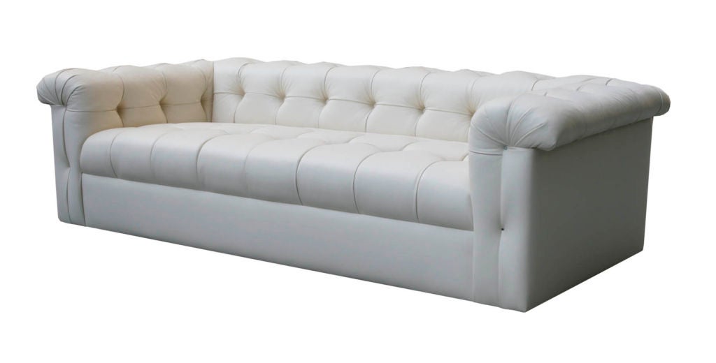 Small Tufted Leather Sofa by Edward Wormley for Dunbar