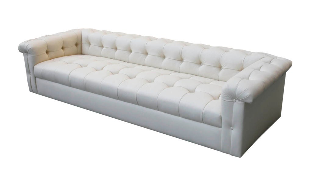 Edward Wormley for Dunbar, Large Tufted Leather Sofa, USA, circa 1950 In Excellent Condition In New York, NY