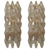 Pair of Amethyst and Blue Polyhedral Sconces by Venini