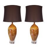 Pair of Drip Glazed Lamps