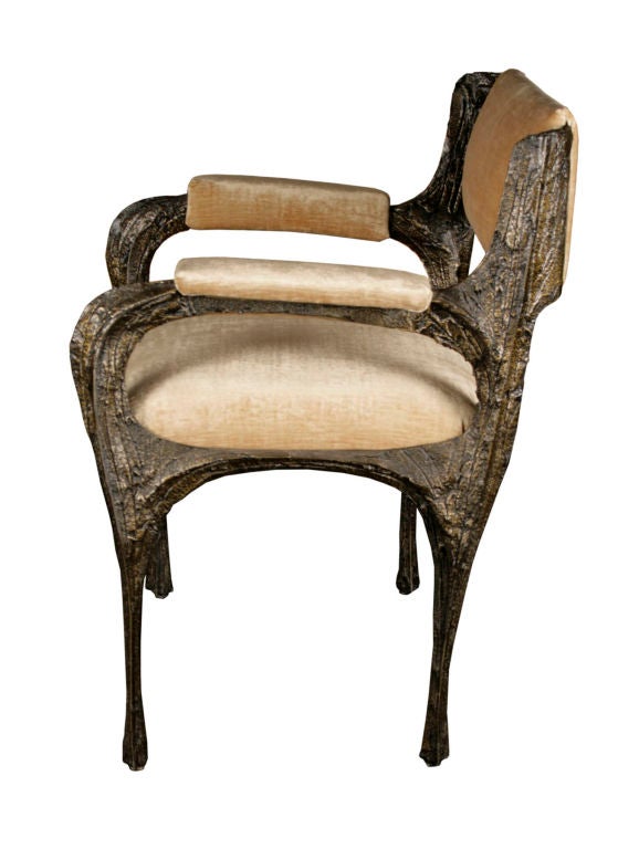 Sculpted Bronze Dining Table and Chairs by Paul Evans 1