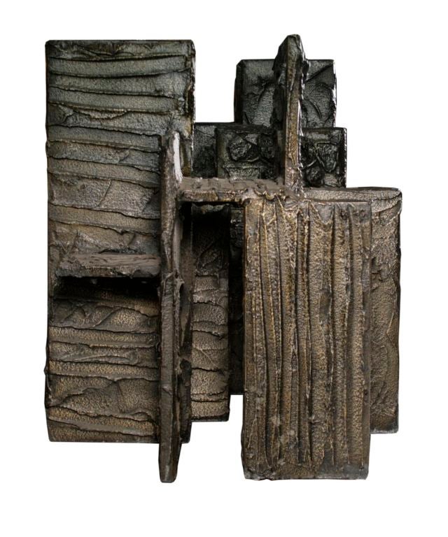 Late 20th Century Sculpted Bronze Dining Table and Chairs by Paul Evans