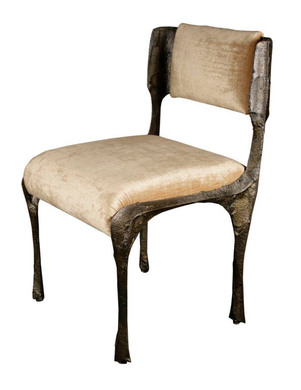 Sculpted Bronze Dining Table and Chairs by Paul Evans 3