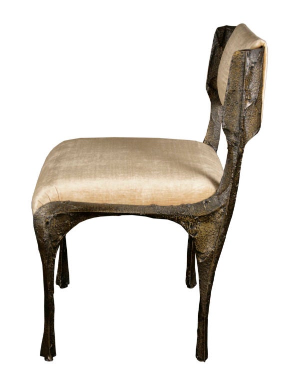 Sculpted Bronze Dining Table and Chairs by Paul Evans 4