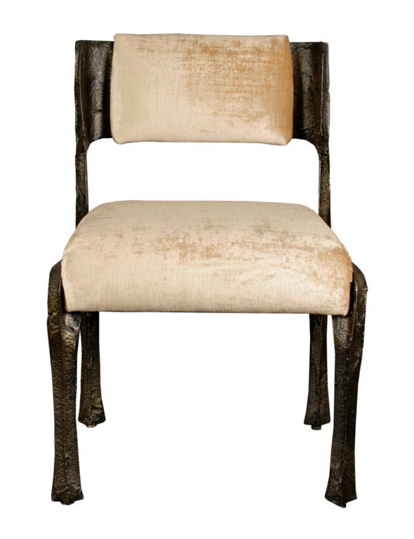 Sculpted Bronze Dining Table and Chairs by Paul Evans 5