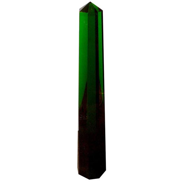 Green Glass Obelisk Signed Venini