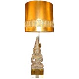 Gilded Asian Figure Lamp by James Mont