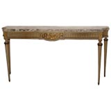 A Louis XVI Style Parcel-Gilt Grey Painted Console