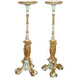 A pair of Italian Neo-Classic style gilt white painted pedestals