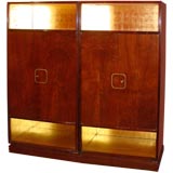 Vintage A pair of Chinese style parcel-gilt walnut cabinets
