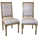 A Pair of Louis XVI Style Green Painted Side Chairs by Jansen