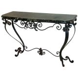 A French Rococo style wrought iron console