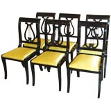 A Set of Six Regency Style Black Lacquer Side Chairs