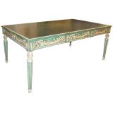 Vintage A Louis XVI Style Green and White Painted Bureau Plat