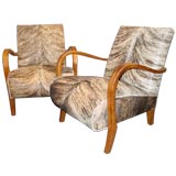A Pair of Art Deco Maple Armchairs