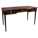 A Louis XVI Style Brass Mounted Black Lacquer Bureau Plat