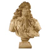 Vintage Painted Plaster Bust of King Louie 14th