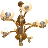 FRENCH 1940 METAL 
GLASS LIGHT FIXTURE