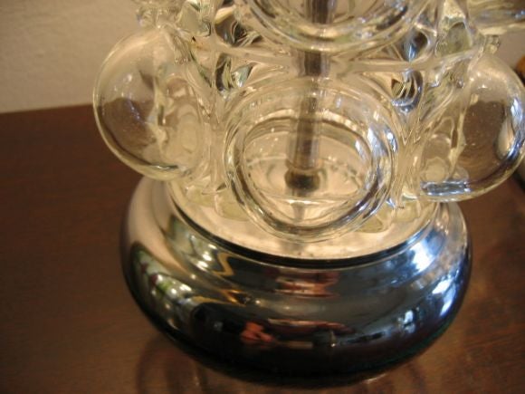 A Pair of Molded Glass Bubble Shaped Table Lamps 1970's
