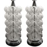 A Pair of Molded Glass Bubble Shaped Table Lamps 1970's