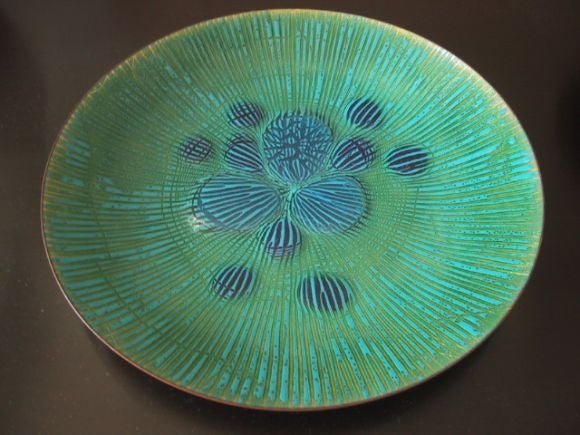 large enamel on copper decorative plates