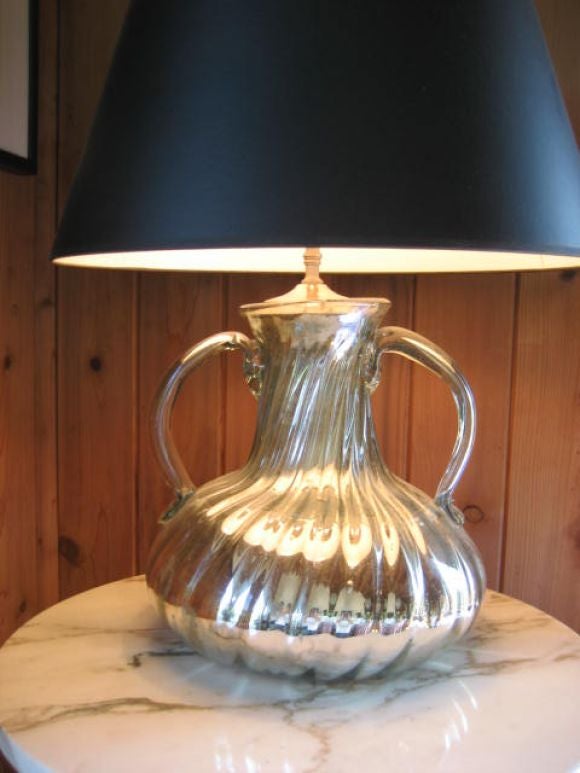 A Mercury Glass Jug Shaped Lamp