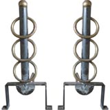Vintage A Pair of Modernist  Andirons