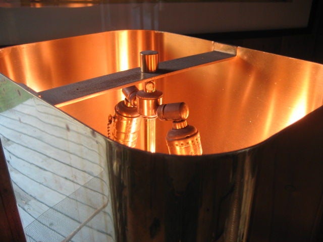 A Karl Springer Lucite Lamp with Brass Shade