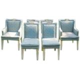 Set of Six Upholstered Dining Chairs in the style of Parzinger