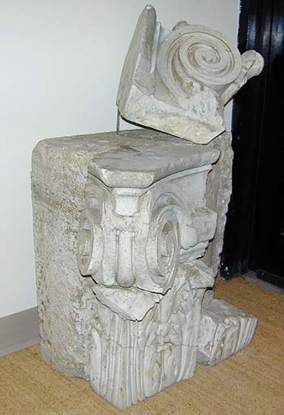 Two Roman marble Corinthian Pilaster capitols