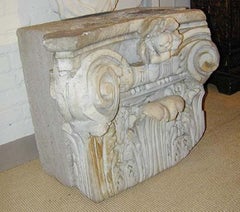 Antique Two Roman marble Corinthian Pilaster capitols