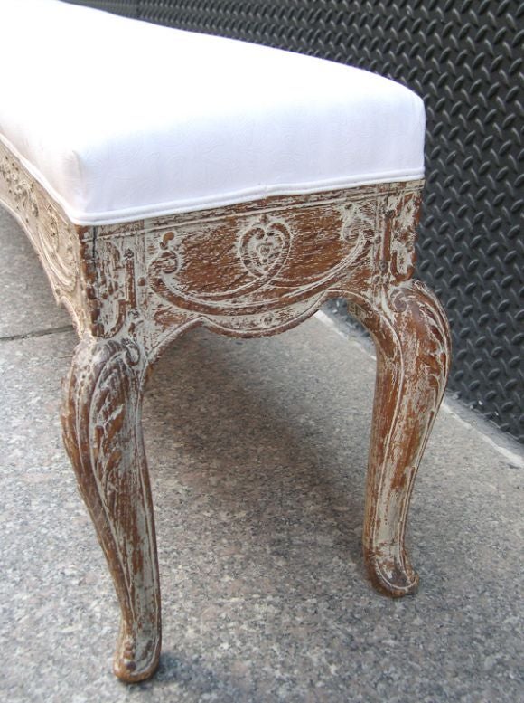 Louis XVI Limed Oak Bench
