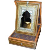 19th century Persian inlaid traveling dressing mirror