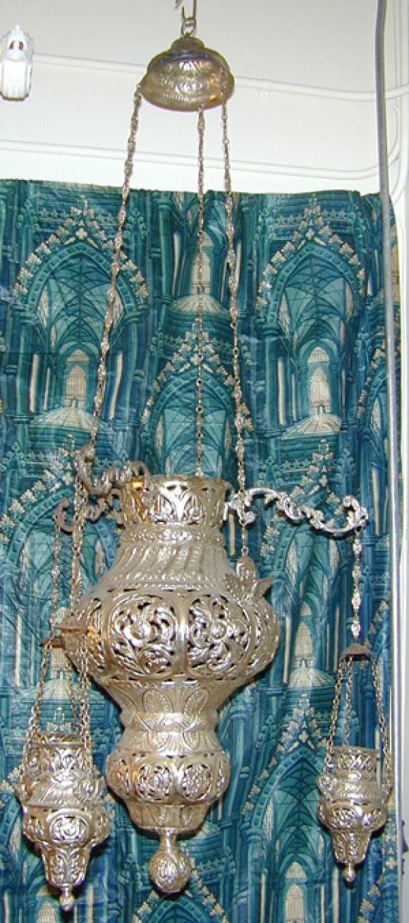 19th c Peruvian Silver Sanctuary Lamp