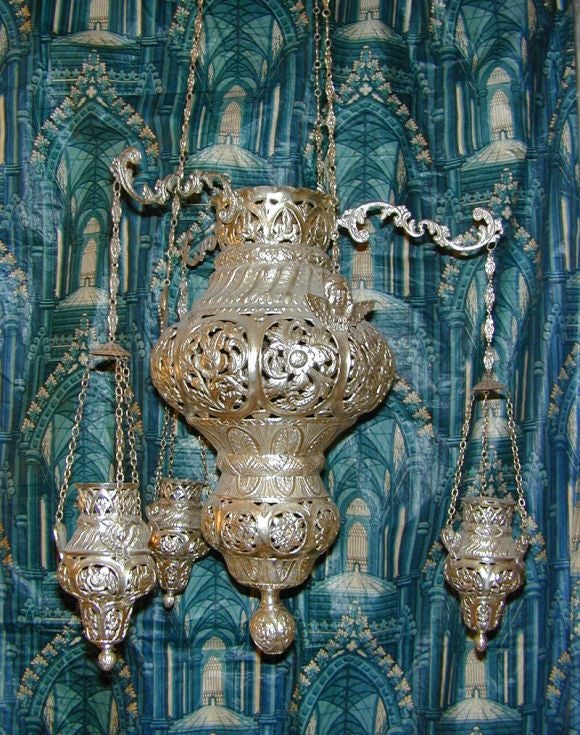 19th Century 19th c Peruvian Silver Sanctuary Lamp