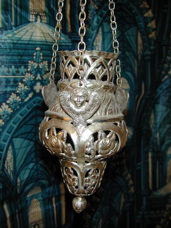 19th c Peruvian Silver Sanctuary Lamp 2