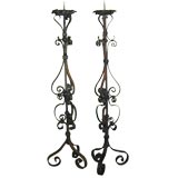 Pair Wrought Iron Torchiers