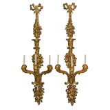 Pair Large Scale Giltwood Sconces