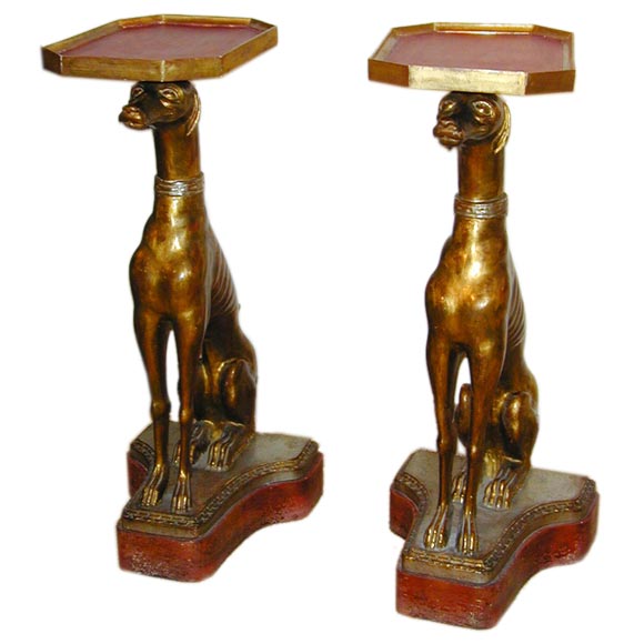 Pair Art Deco Dog Form Side Tables