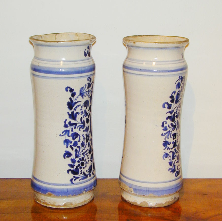 18th Century and Earlier Pair 18th c Spanish Apothecary Jars